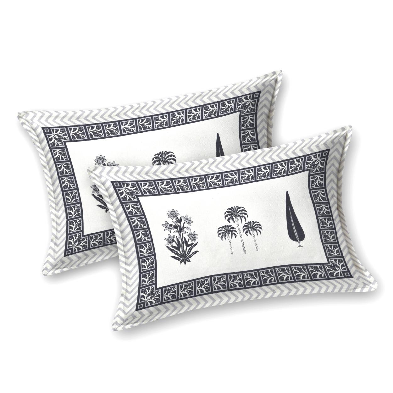 Cotton Jaipuri Diwan Size Bedsheet With 2 Zipper Pillow Cover (Size 70*100)