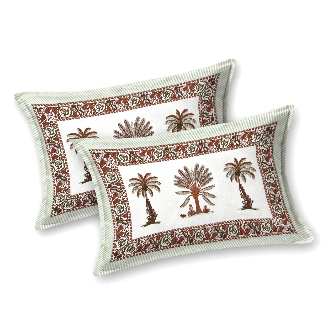 Cotton Jaipuri Diwan Size Bedsheet With 2 Zipper Pillow Cover (Size 70*100)