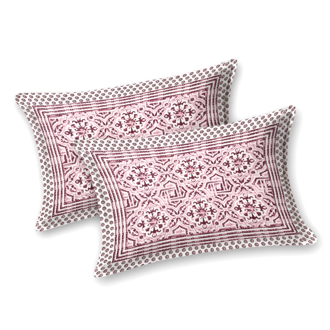 Cotton Jaipuri Diwan Size Bedsheet With 2 Zipper Pillow Cover (Size 70*100)