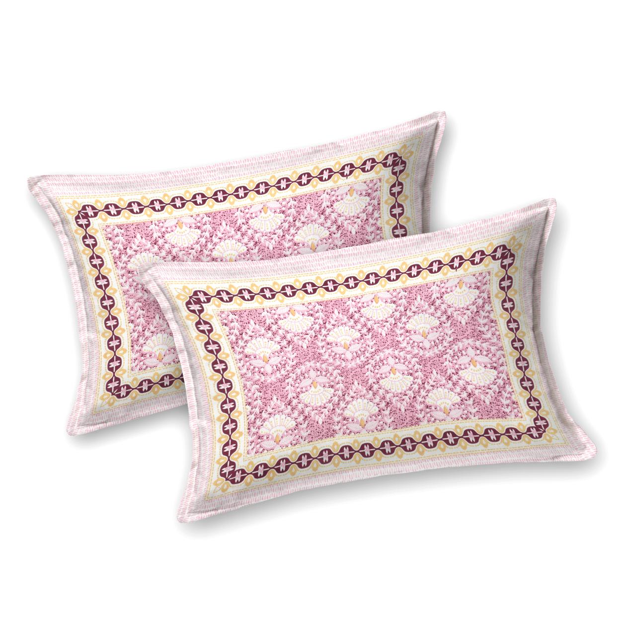 Cotton Jaipuri Diwan Size Bedsheet With 2 Zipper Pillow Cover (Size 70*100)