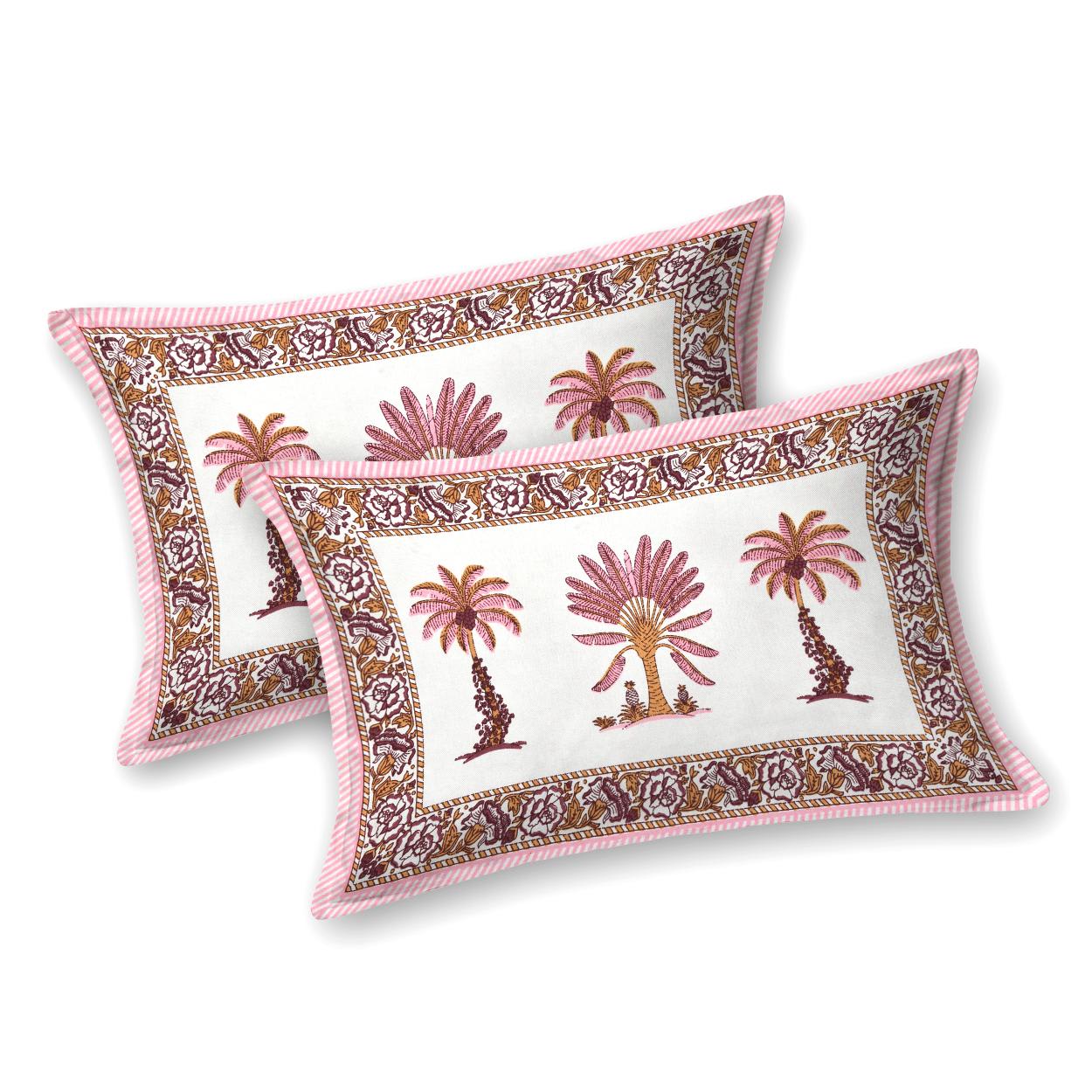 Cotton Jaipuri Diwan Size Bedsheet With 2 Zipper Pillow Cover (Size 70*100)