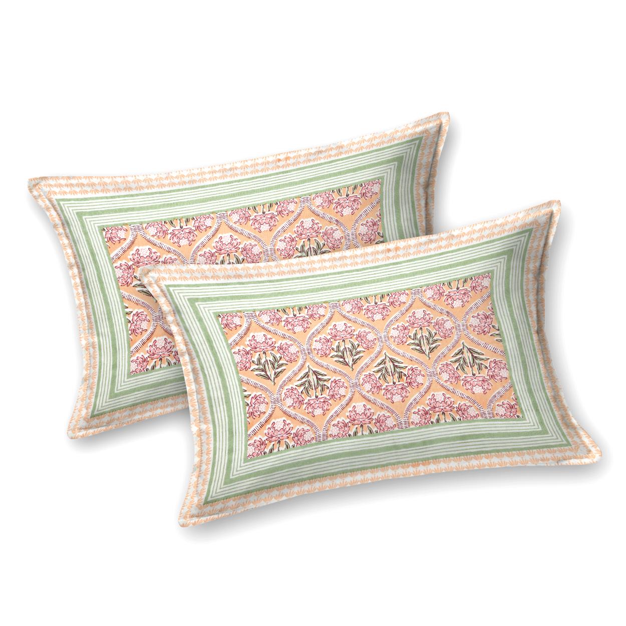 Cotton Jaipuri Diwan Size Bedsheet With 2 Zipper Pillow Cover (Size 70*100)