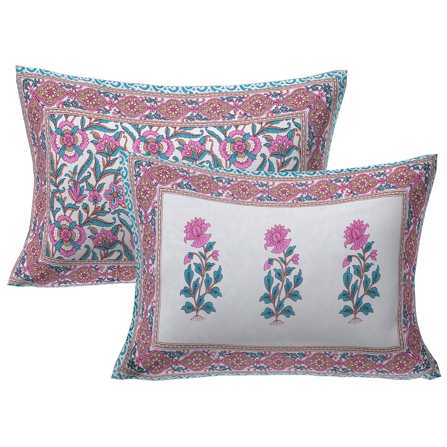 Cotton King Jaipuri Prints Flat Bedsheet (Pack of 1, Multicolor)
