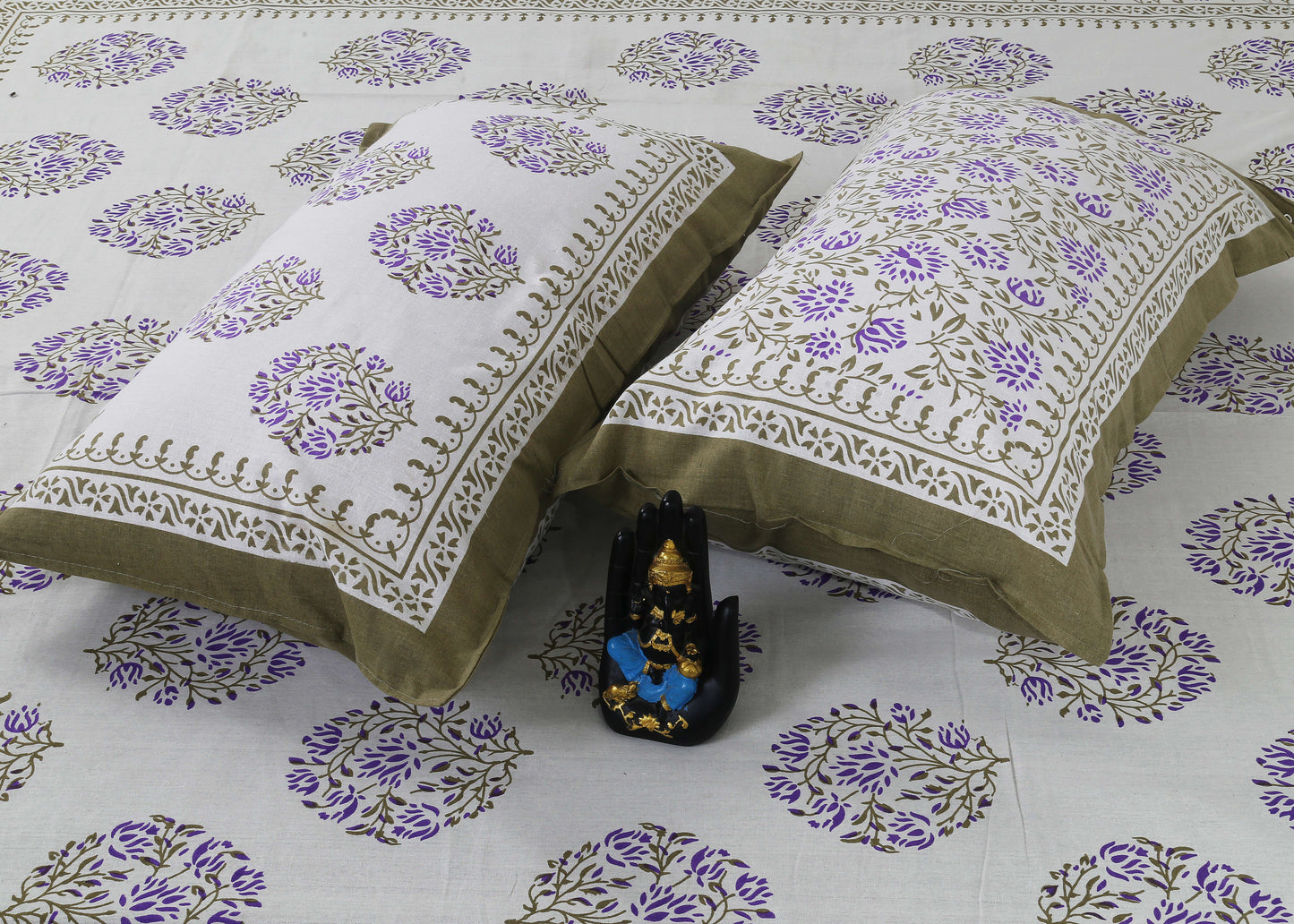 Cotton King Jaipuri Prints Flat Bedsheet (Pack of 1, Multicolor)