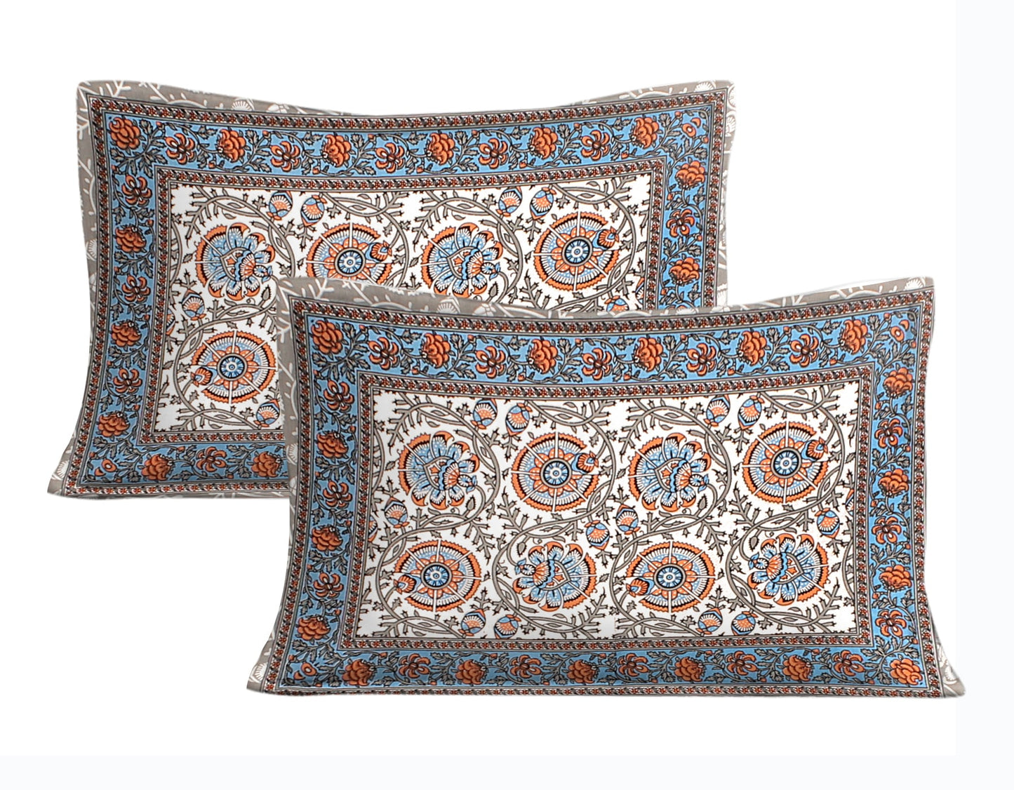 Cotton King Jaipuri Prints Flat Bedsheet (Pack of 1, Multicolor)