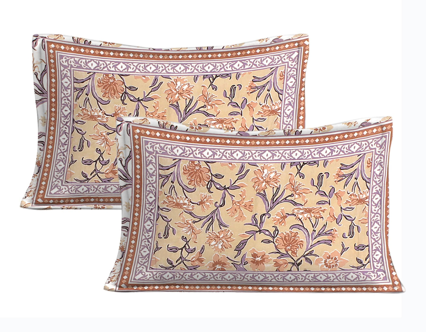 Cotton King Jaipuri Prints Flat Bedsheet (Pack of 1, Multicolor)