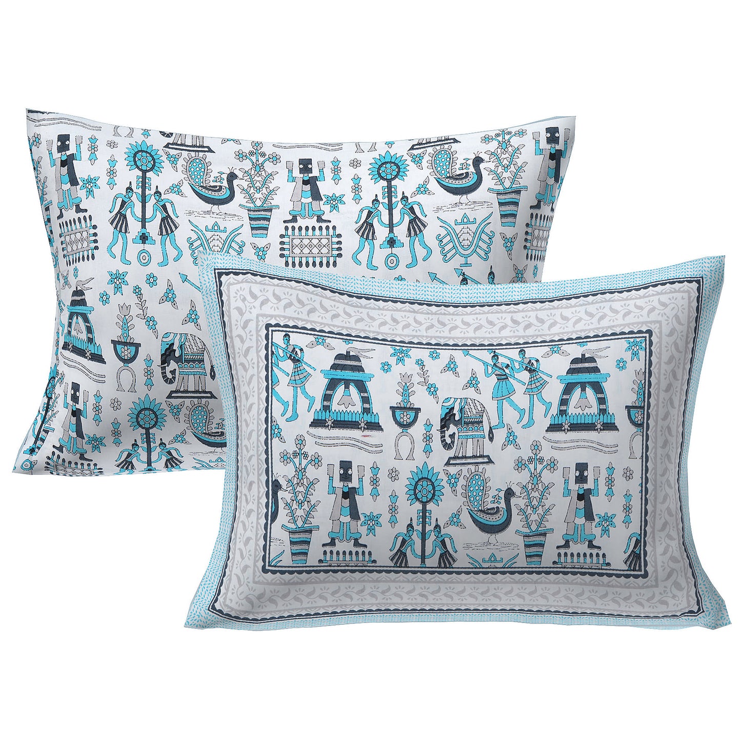 Cotton King Jaipuri Prints Flat Bedsheet (Pack of 1, Multicolor)