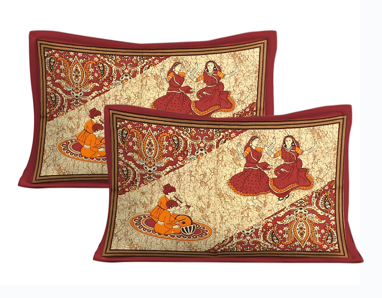 Cotton Printed Double Bedsheet (Maroon)