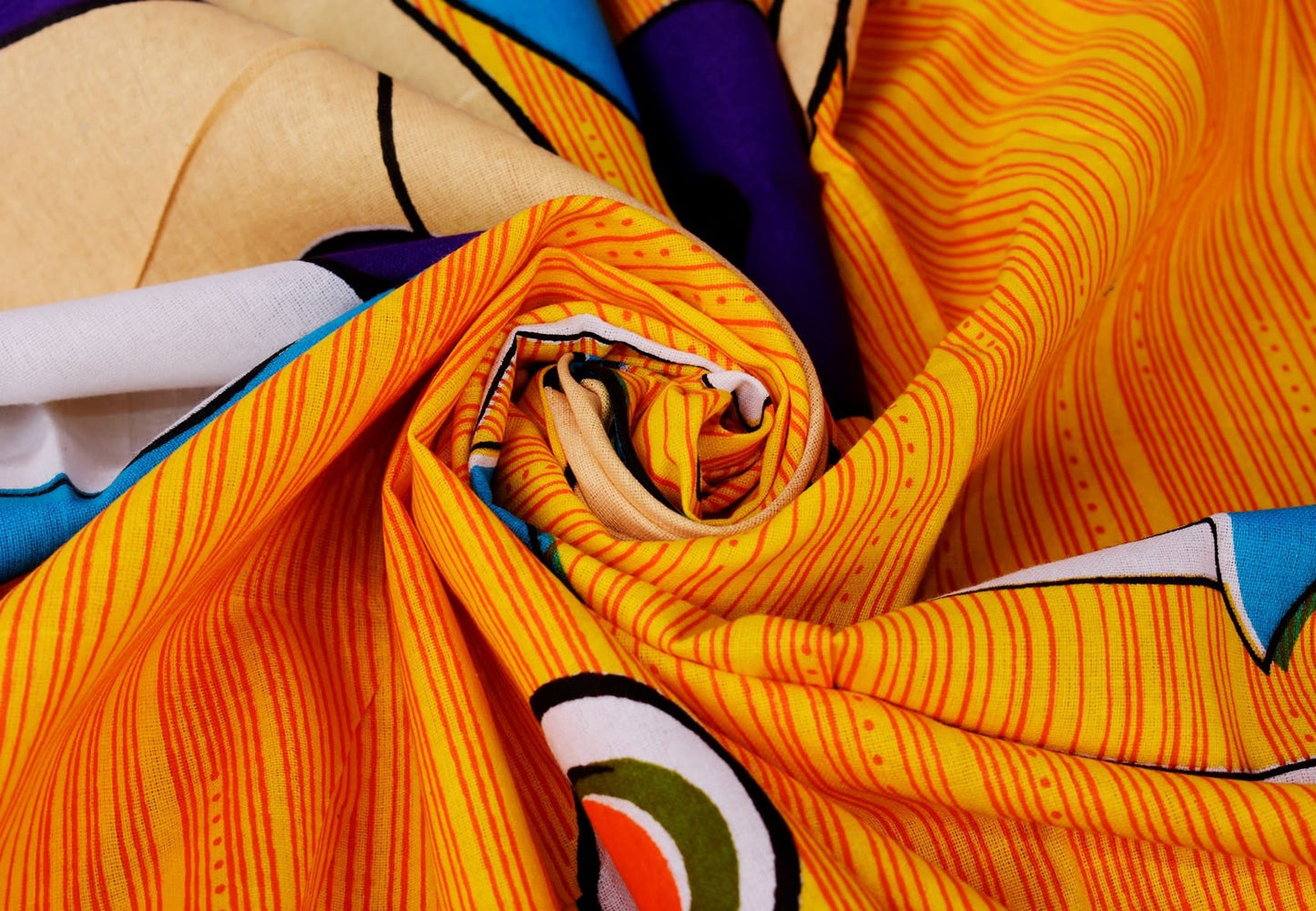 Jaipuri Prints Cotton Double Bedsheet (Orange)