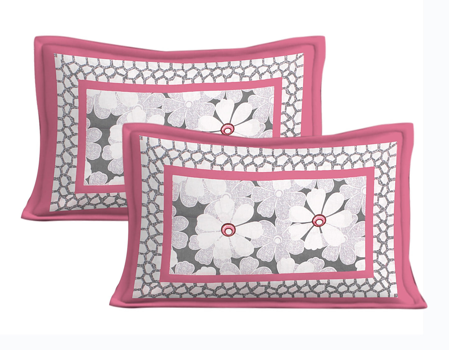 Cotton Floral Double Bedsheet (Pink)