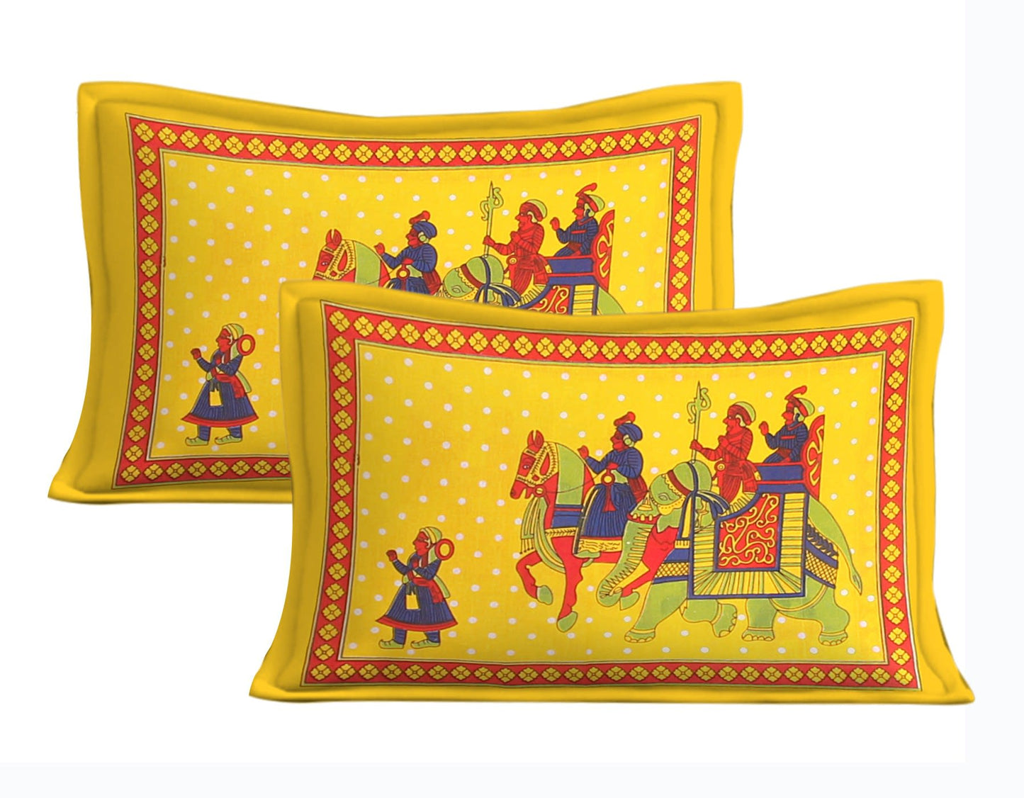 Cotton Floral Double Bedsheet (Yellow)