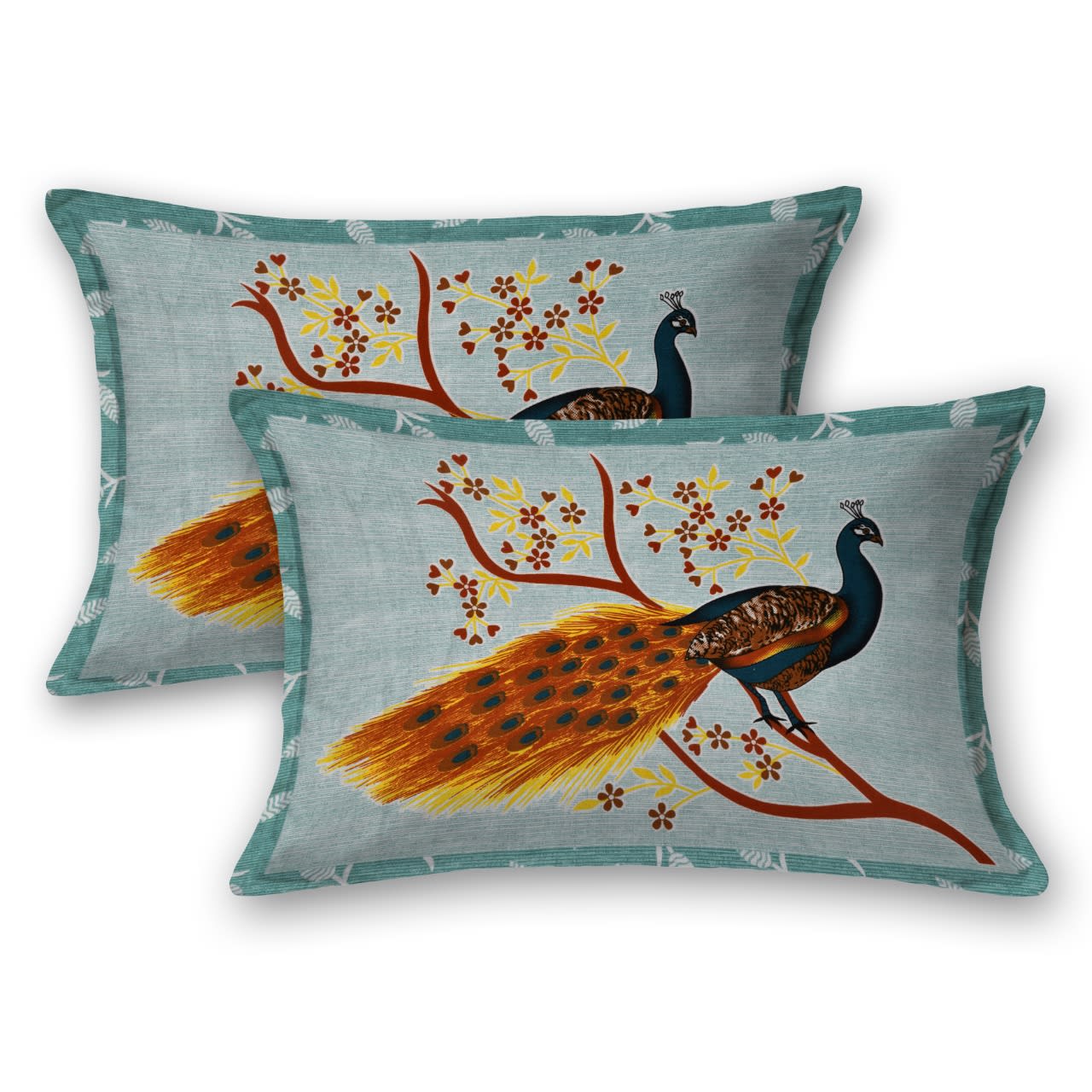 Jaipur Print Cotton Double Printed Flat Bedsheet (Pack of 1, Green)
