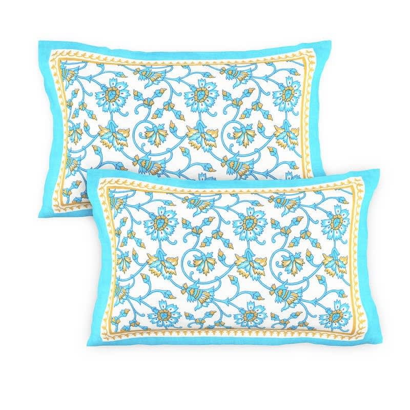 Jaipuri Prints Cotton Double Bedsheet (Green)