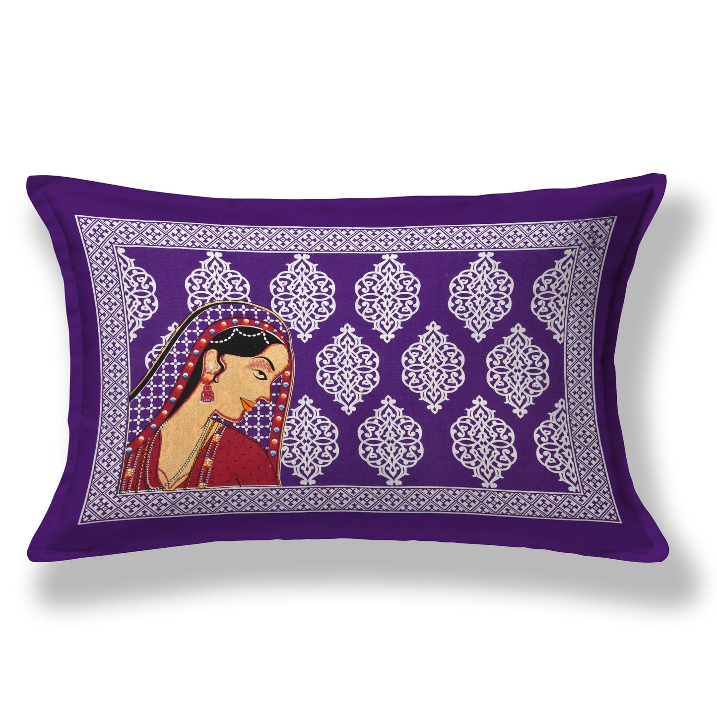 Jaipuri Prints Cotton Single Bedsheet (Purpal)