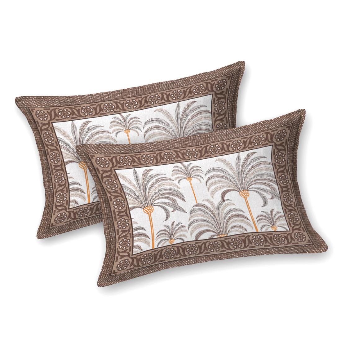 Khajoor print Cotton double bedsheet with 2 pillow cover Brown