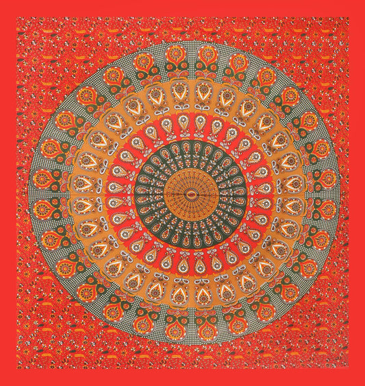 100% Cotton Printed Double Bedsheet (Red)