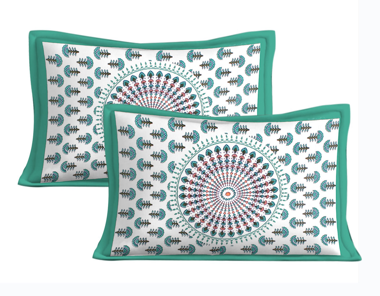 Jaipuri Prints Cotton Double Bedsheet (Green)