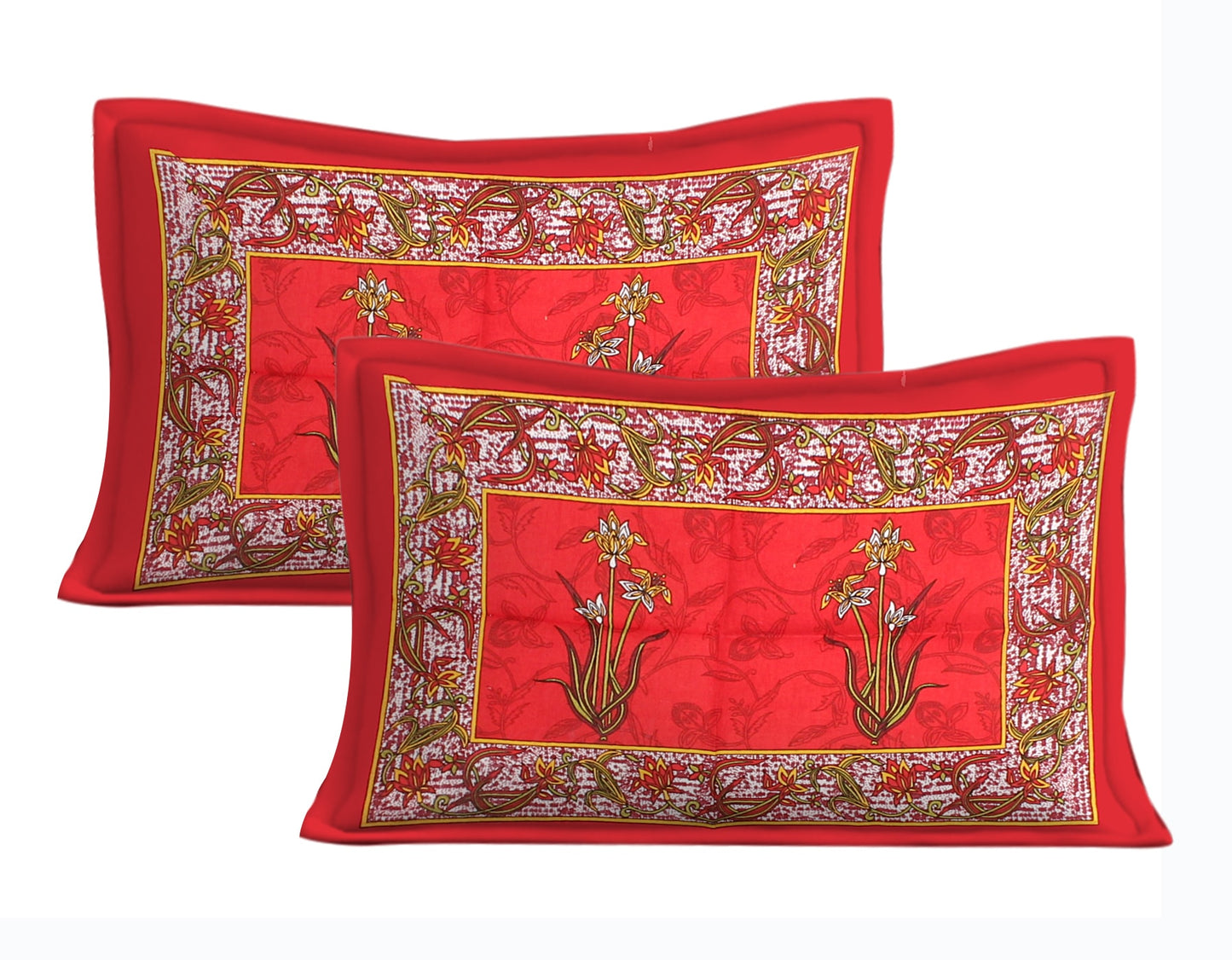 100% Cotton Printed Double Bedsheet (Red)