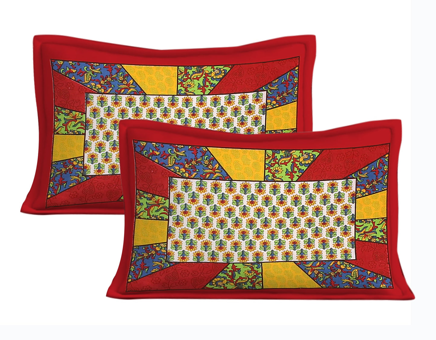 100% Cotton Printed Double Bedsheet (Red)