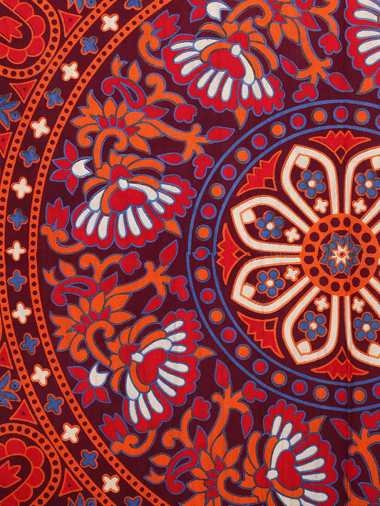 100% Cotton Printed King Bedsheet ( Maroon)