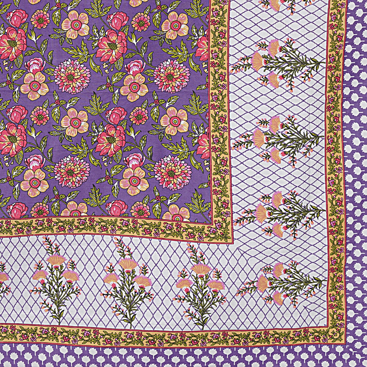 Rajasthan Royal Super Fine Cotton Block Print King Size Bedsheet