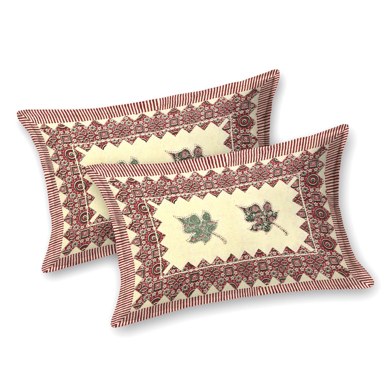Rajasthani Cotton King Size Printed Flat Bedsheet 90*108 With 2 Zipper Pillow Cover