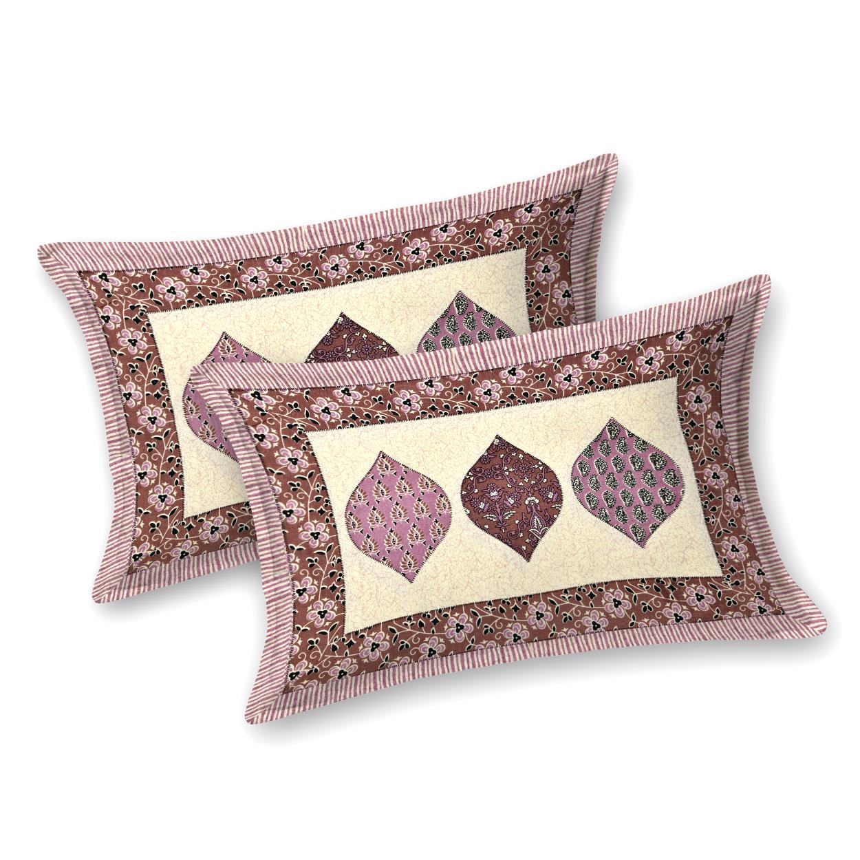 Rajasthani Cotton King Size Printed Flat Bedsheet 90*108 With 2 Zipper Pillow Cover