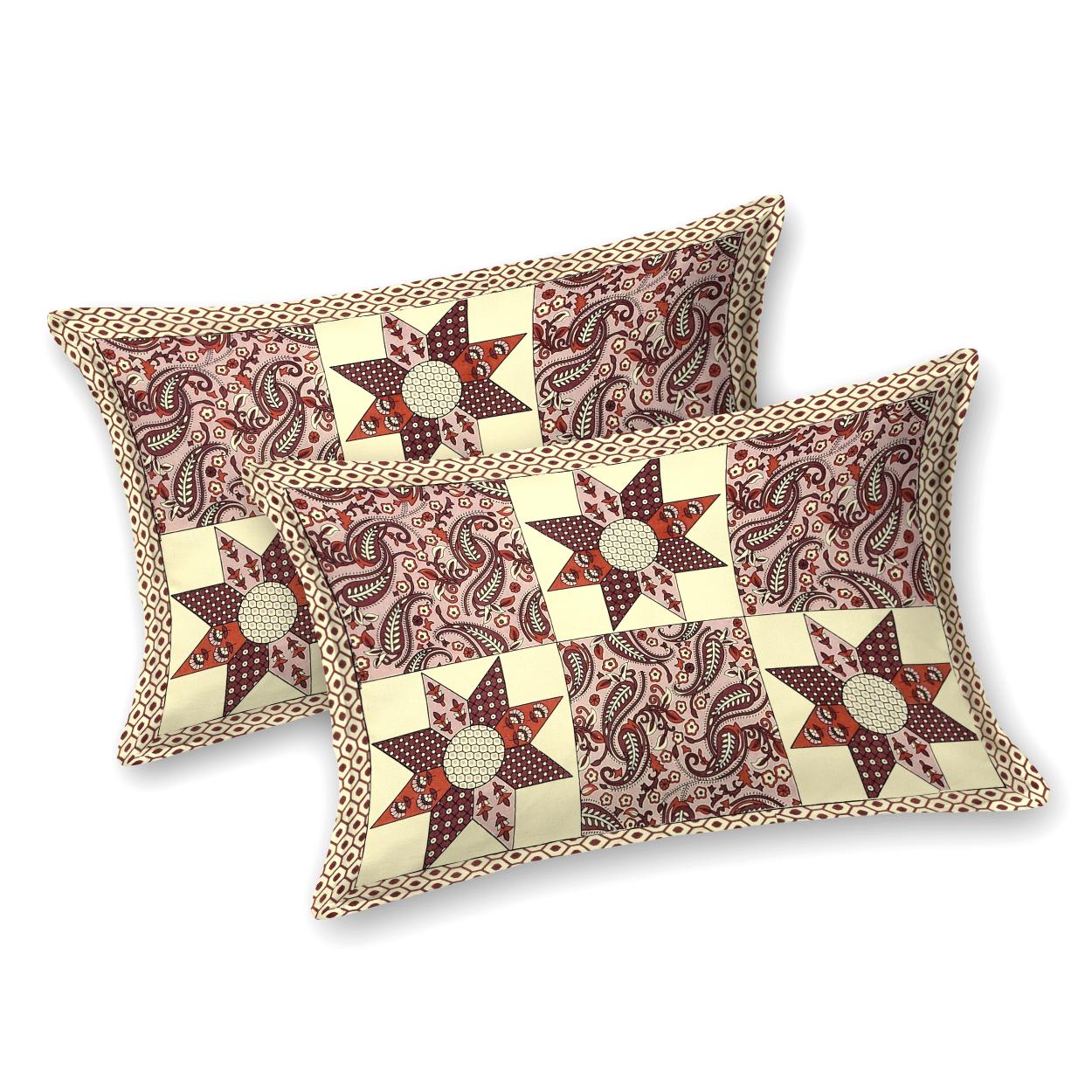 Rajasthani Cotton King Size Printed Flat Bedsheet 90*108 With 2 Zipper Pillow Cover