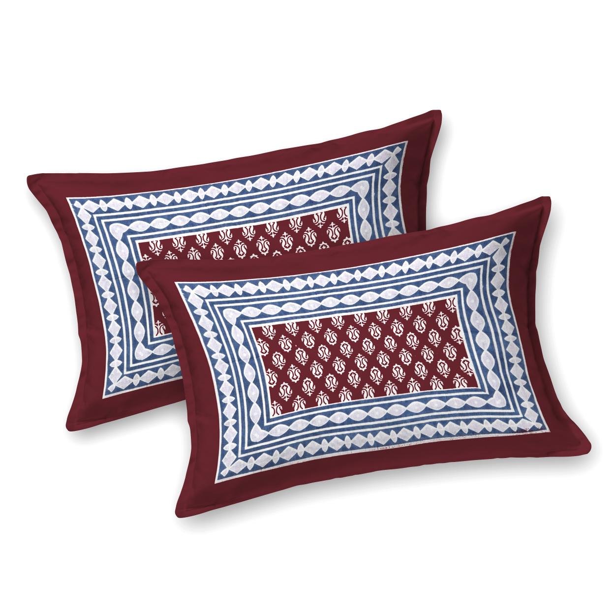 Jaipuri Cotton Double Flat Bedsheet With 2 Pillow Cover