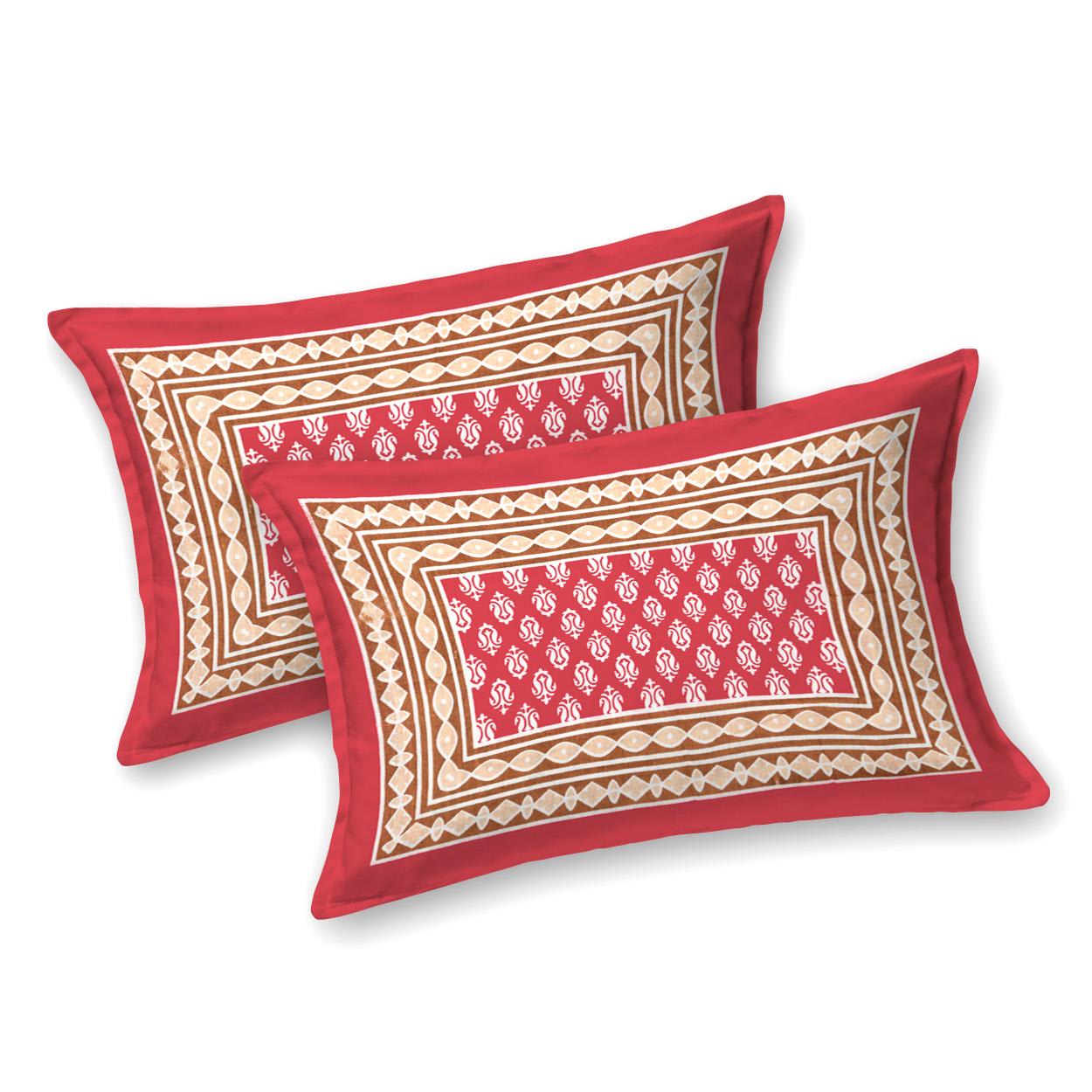 Jaipuri Cotton Double Flat Bedsheet With 2 Pillow Cover