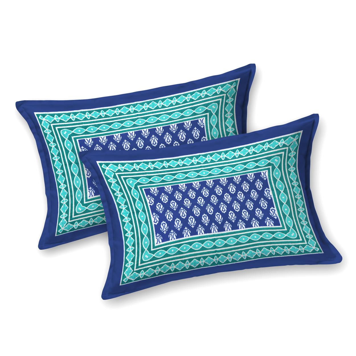 Jaipuri Cotton Double Flat Bedsheet With 2 Pillow Cover