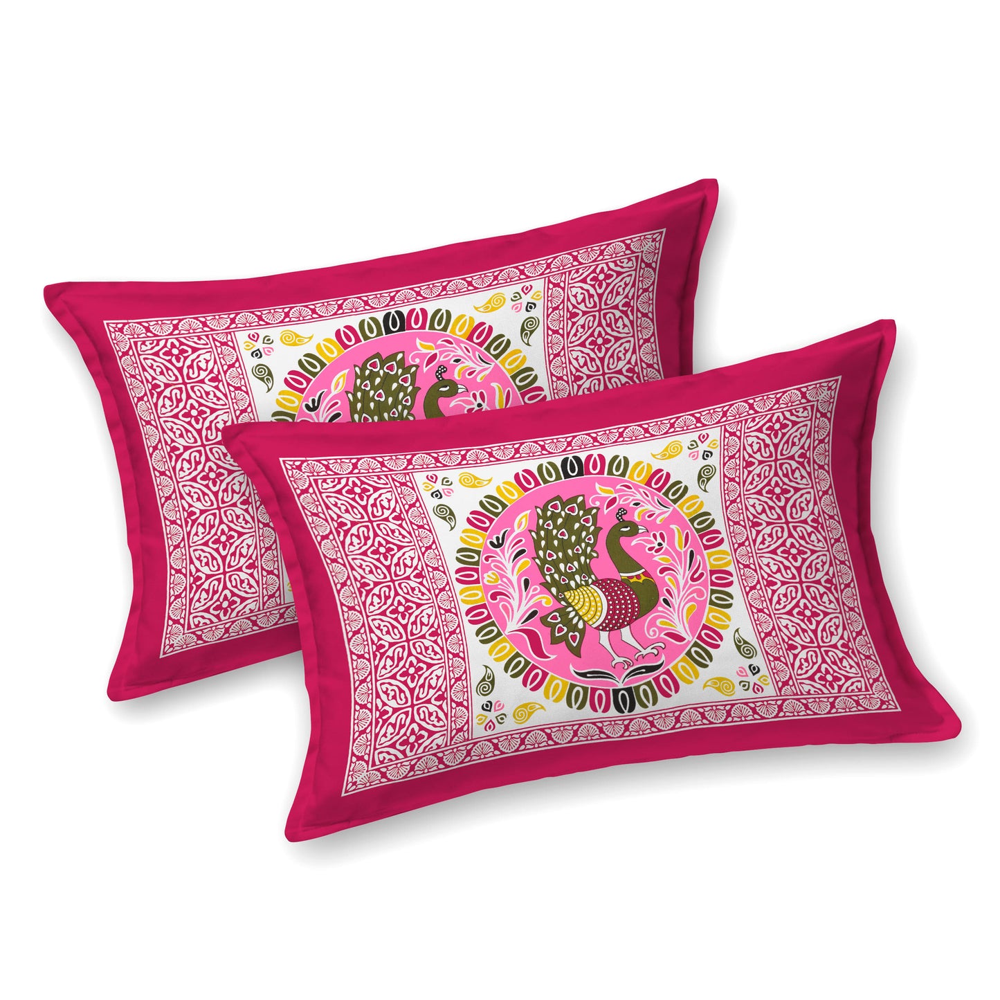 Rajasthani Jaipuri Traditional Double Bed Bedsheet with 2 Pillow Covers