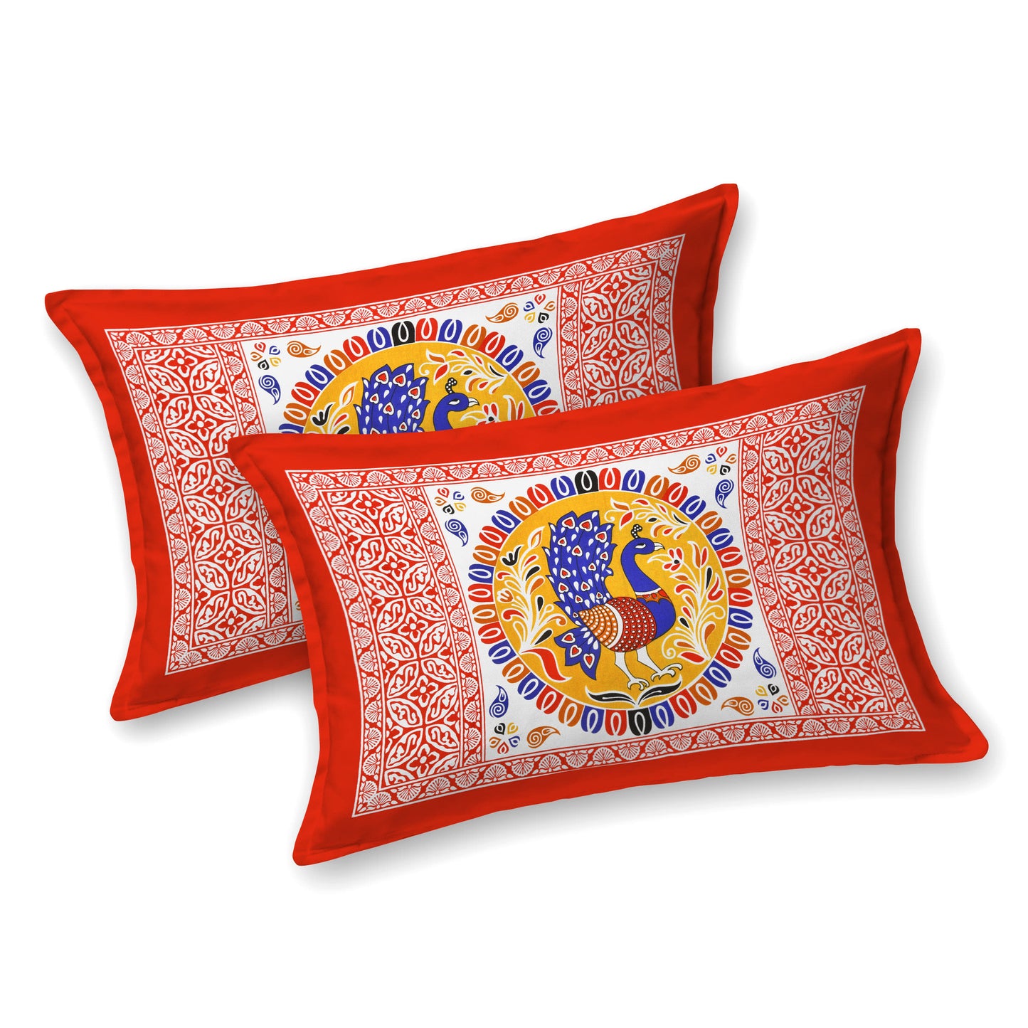 Rajasthani Jaipuri Traditional Double Bed Bedsheet with 2 Pillow Covers