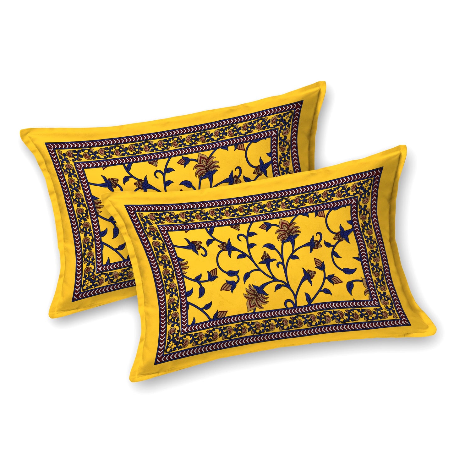 Rajasthani Jaipuri Traditional Double Bed Bedsheet with 2 Pillow Covers