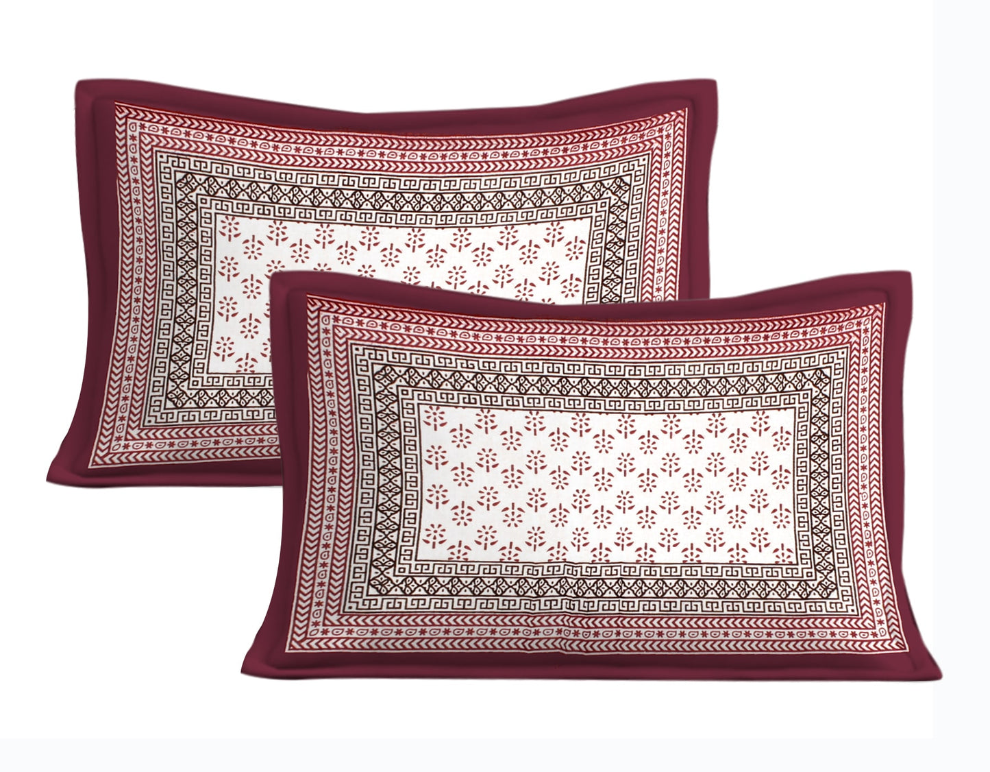 Rajasthani Jaipuri Traditional Double Bed Bedsheet with 2 Pillow Covers -(Red)