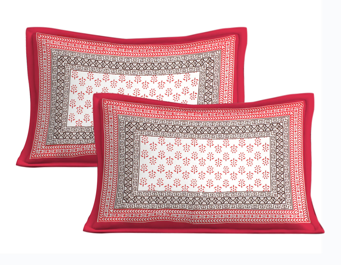 Rajasthani Jaipuri Traditional Double Bed Bedsheet with 2 Pillow Covers -(Red)