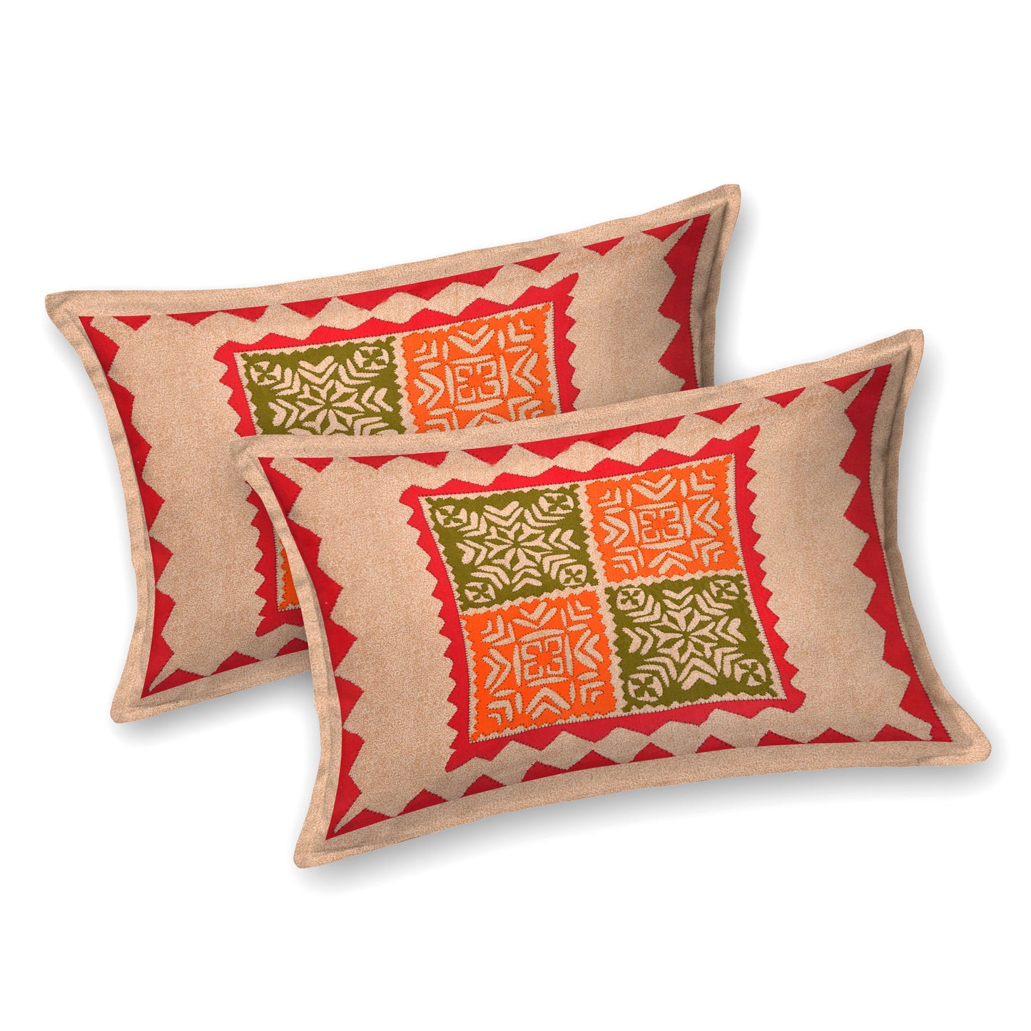 Rajasthani Jaipuri Traditional Double Bed Bedsheet with 2 Pillow Covers - (Red)
