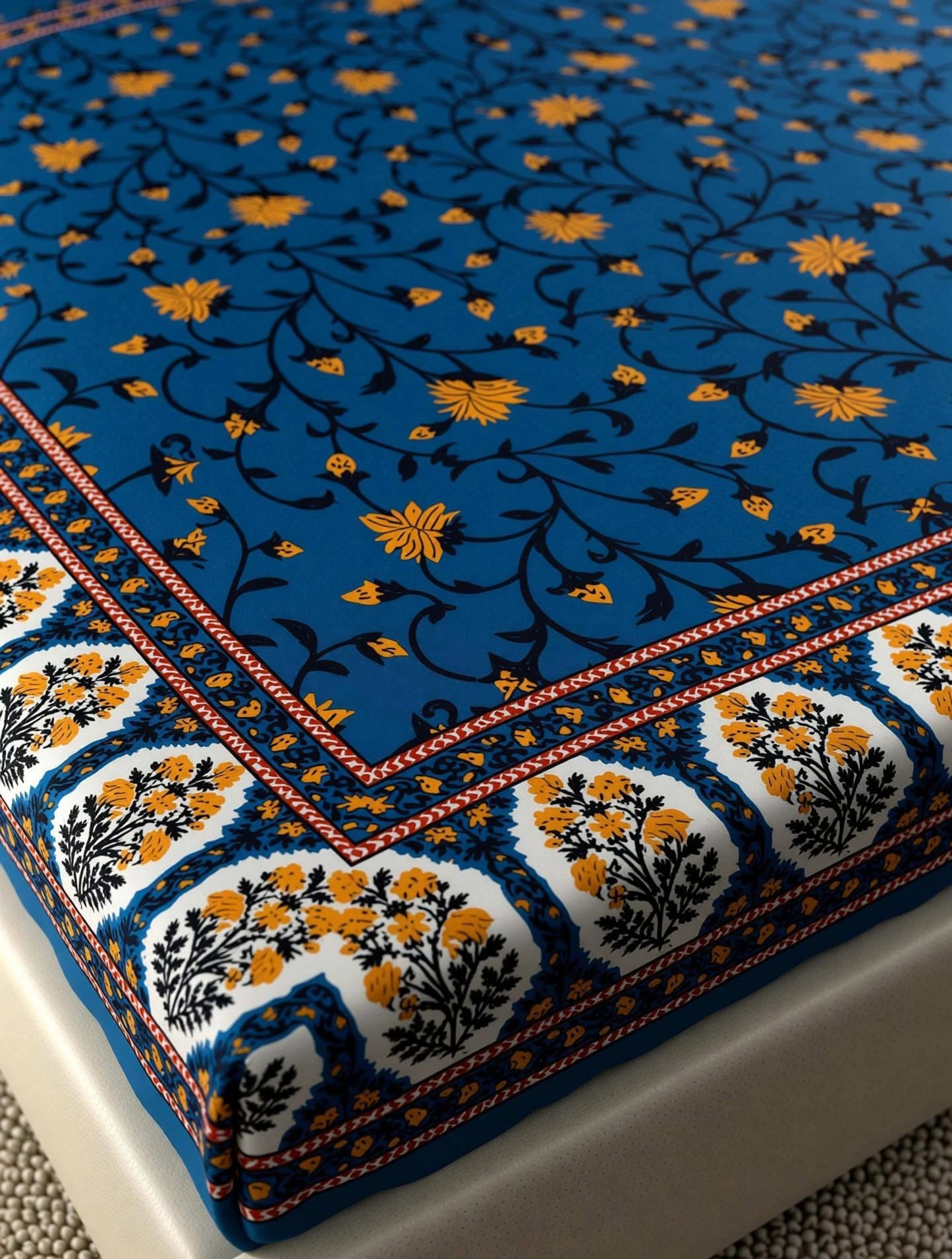 Rajasthani Print Cotton Double Bedsheet with 2 Pillow Covers