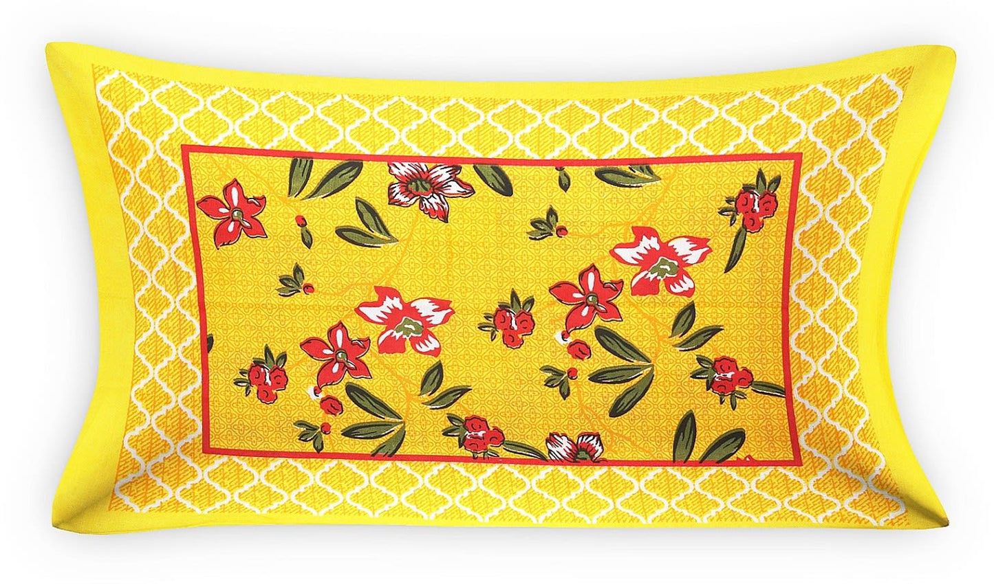 100% Cotton Printed Single Bedsheet (Yellow)