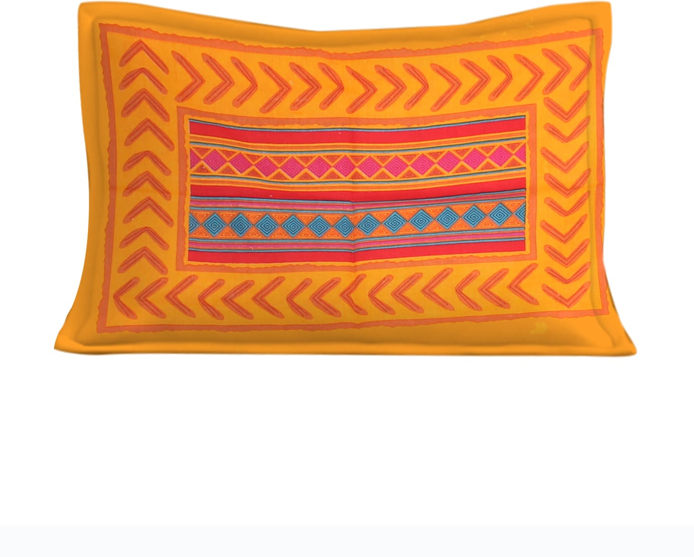 Jaipuri Prints Cotton Single Bedsheet (Orange)