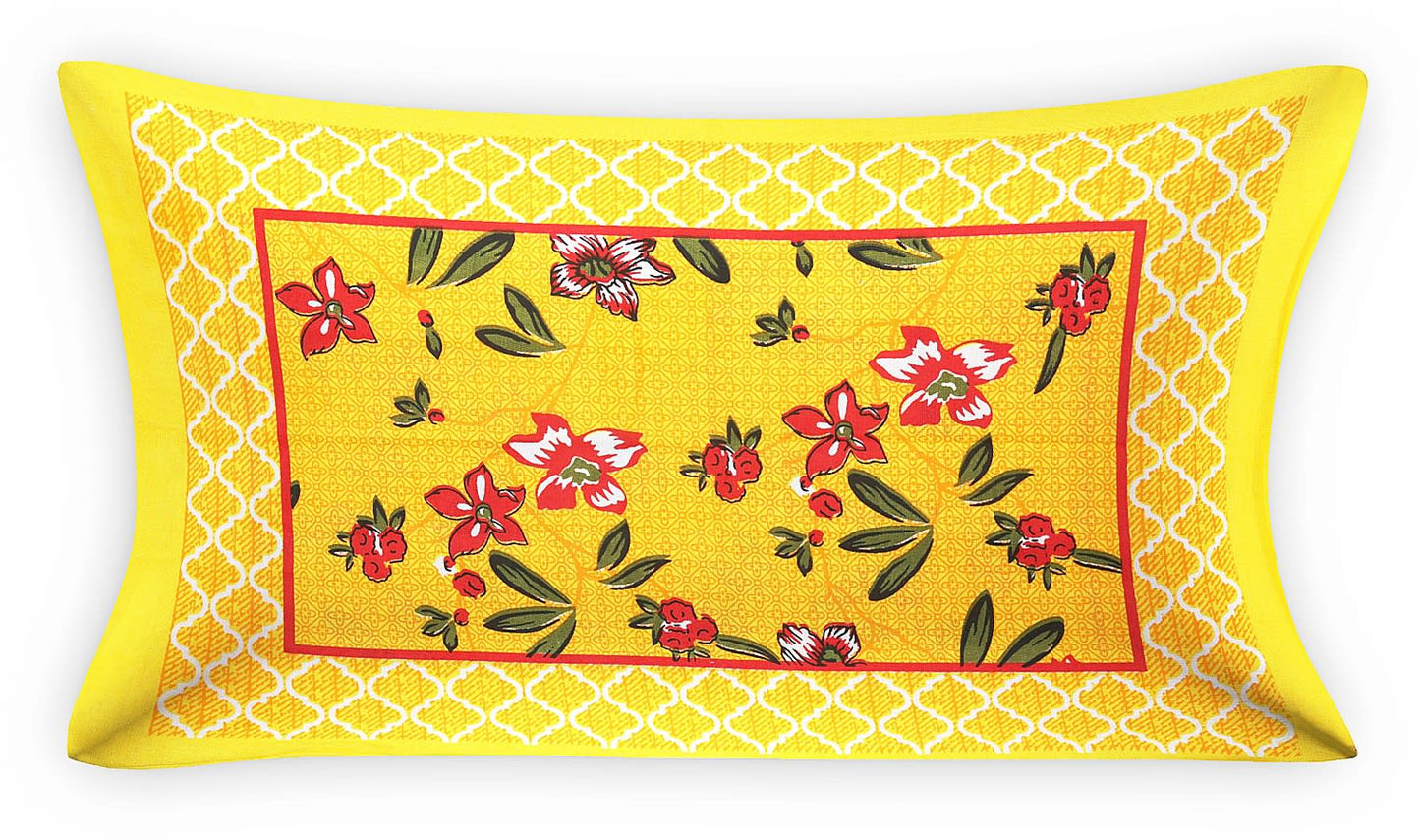 Jaipuri Prints Cotton Single Bedsheet (Yellow)