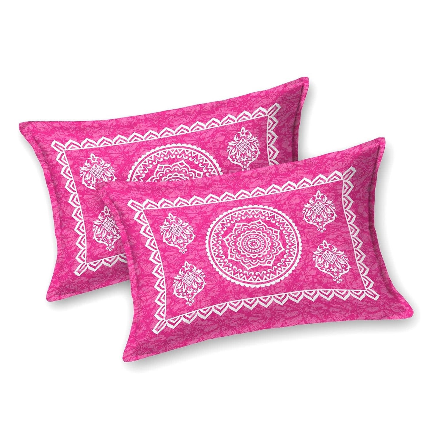 Traditional Mandala Jaipuri Printed Bedsheet (Pink)