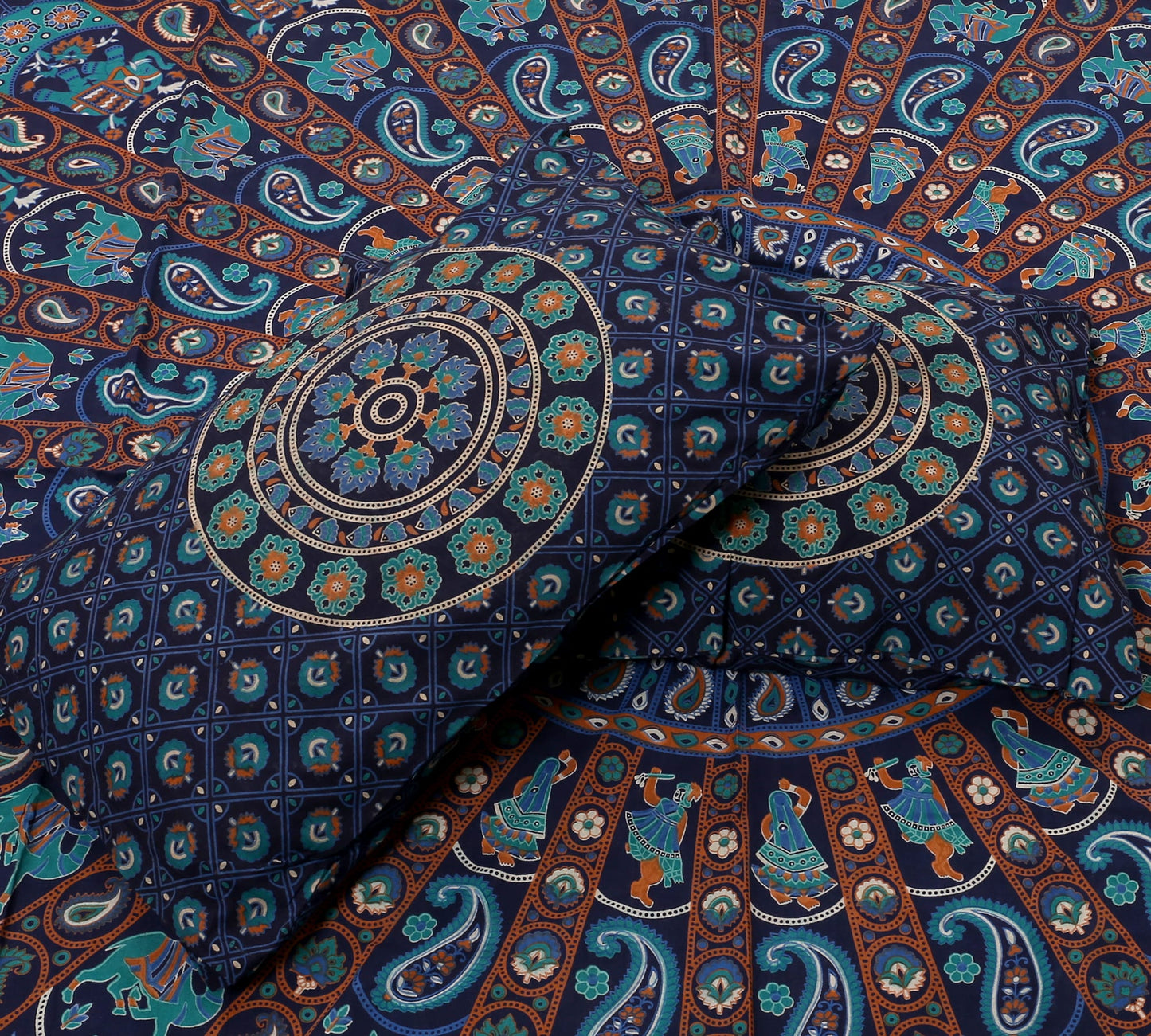 100% Cotton Printed King Bedsheet (Blue)
