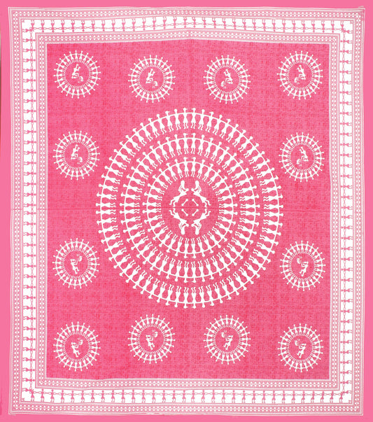 1 Cotton Double Printed Flat Bedsheet (Pack of 1, Pink)