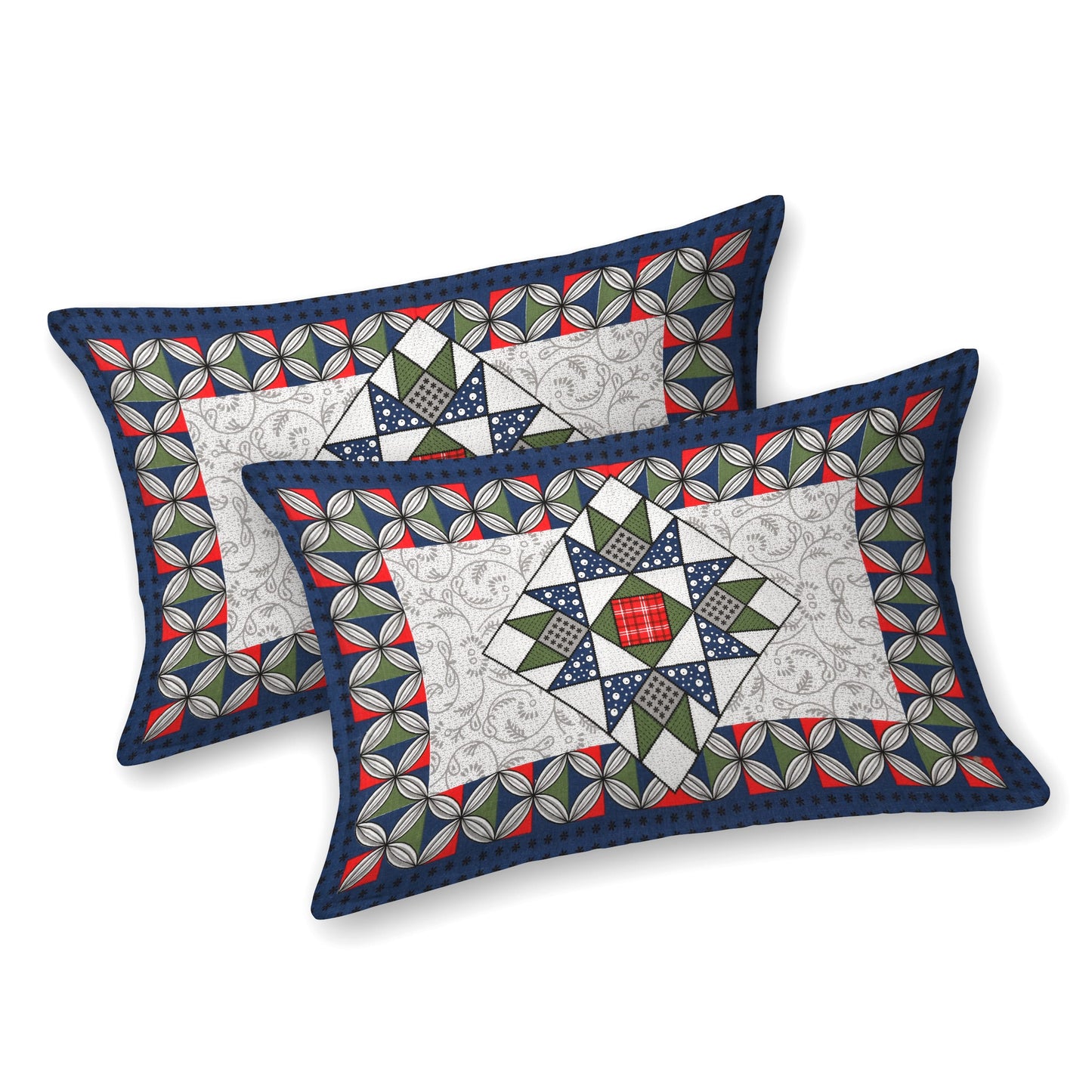 Rajasthani Jaipuri Traditional Double Bed Bedsheet with 2 Pillow Covers - ( Blue)