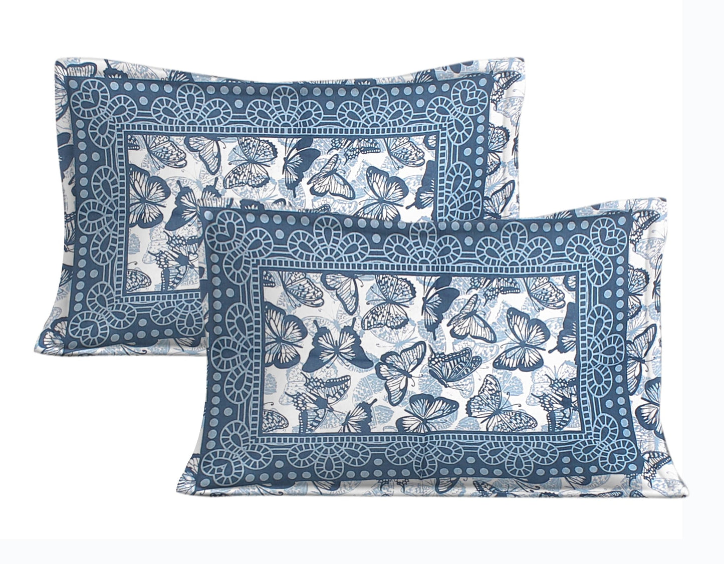 Jaipuri Prints Cotton Double Bedsheet (Blue)