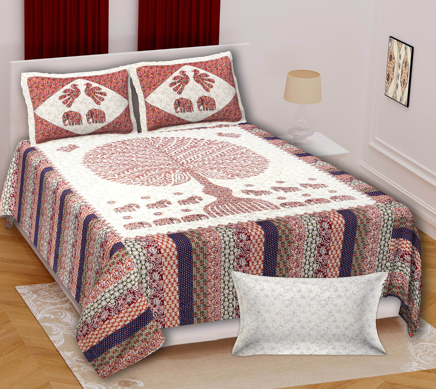 100% Cotton King Bedsheet (Pack of 1, Multicolor)