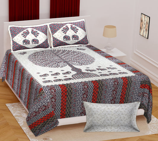 100% Cotton King Bedsheet (Pack of 1, Multicolor)
