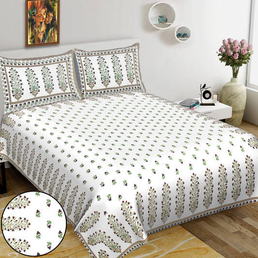 100% Cotton King Jaipuri Prints Flat Bedsheet (Pack of 1, Multicolor)