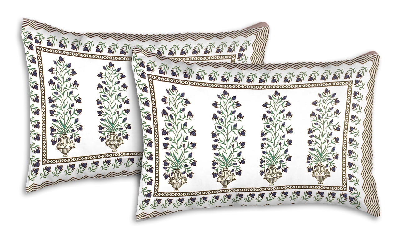 100% Cotton King Jaipuri Prints Flat Bedsheet (Pack of 1, Multicolor)